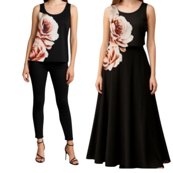 melanie lyne Tops - Roses top size M scuba fabric size M